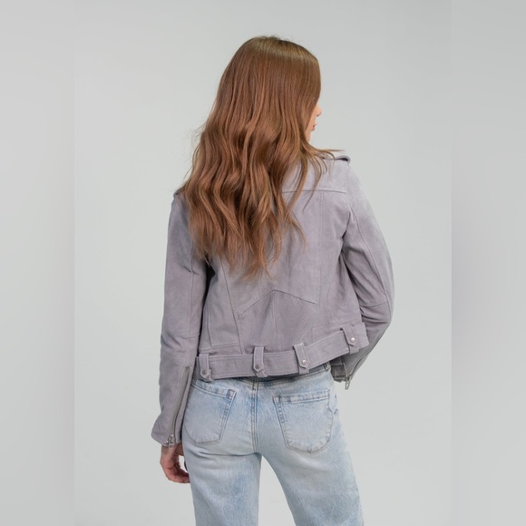 NWHT Blank NYC Cloud Grey Suede Moto Jacket - Picture 2 of 8